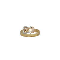 Tricolor Zirconia Belt Buckle Ring (14K)