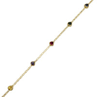 Multicolor Heart Fancy Link Bracelet (14K)