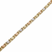 Tricolor Diamond-Cut "X" and Heart Bracelet (14K)