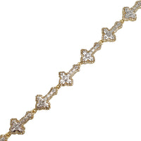 Diamond Baguette Cross Bracelet (14K).