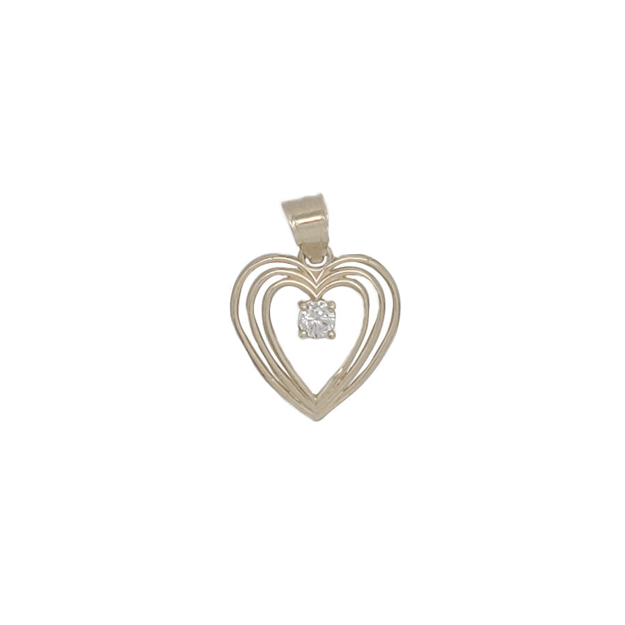 Zirconia Heart Outline Pendant (14K)