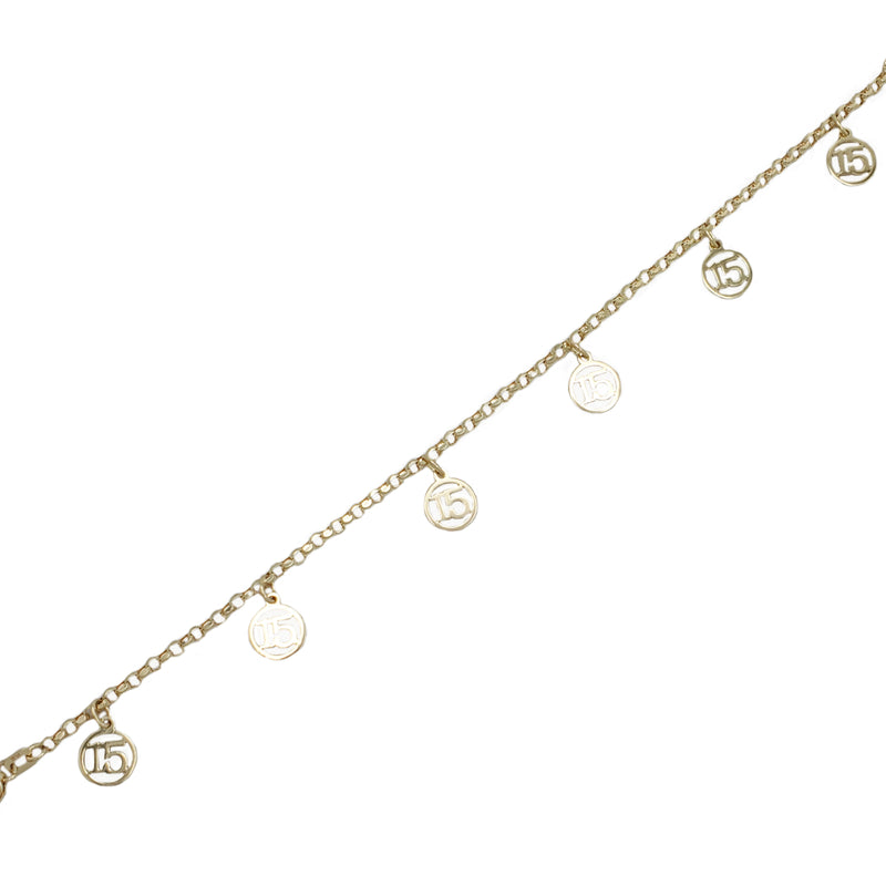 15 Quinceanera Charm Bracelet (14K)