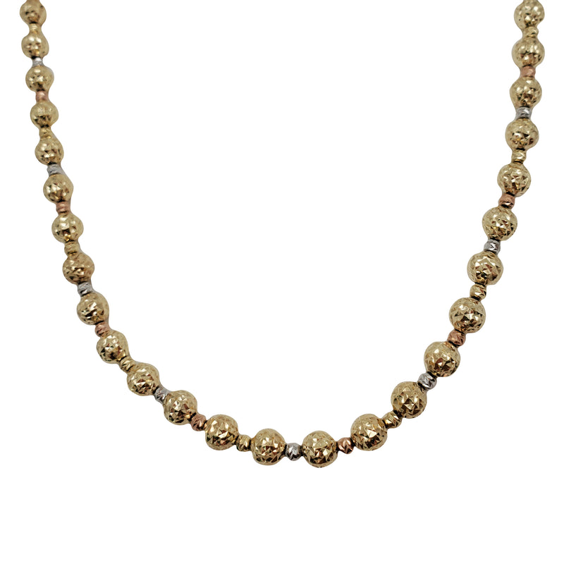 Tricolor Moon Cut Ball Chain (14K)