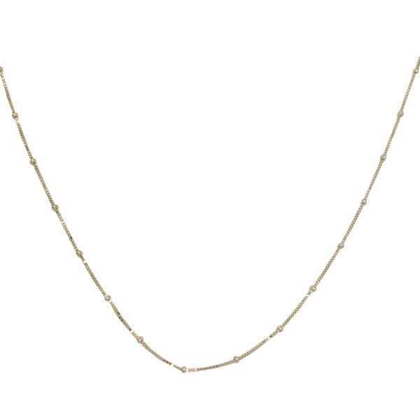 Box Link With Plain Ball Necklace (14K)