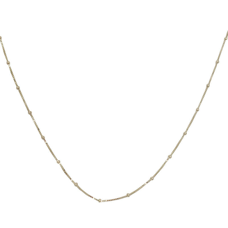 Box Link With Plain Ball Necklace (14K)