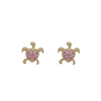 Zirconia Turtle Stud Earrings (14K).