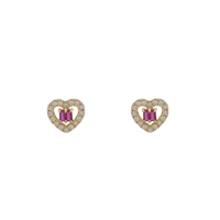 Zirconia Heart Stud Earrings (14K)
