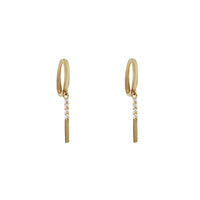 Dangling Stick Huggie Earrings (14K)