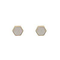Zirconia Hexagon Stud Earrings (14K)