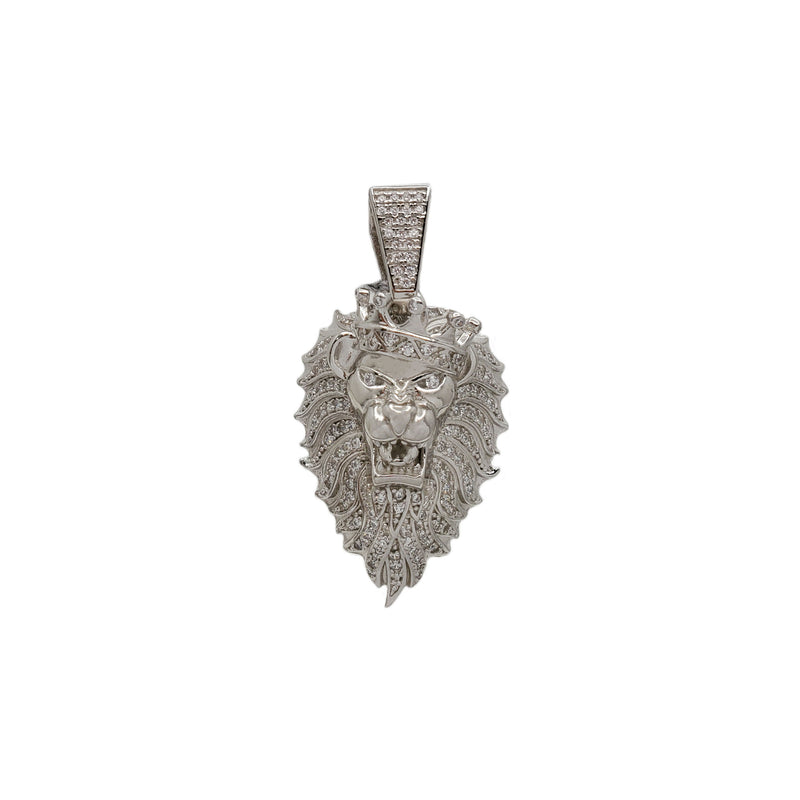 Iced-Out Zirconia Lion Head Pendant (Silver) – Popular J