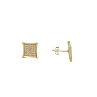 Zirconia Square Stud Earrings (14K)