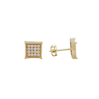 Zirconia Square Stud Earrings (14K)