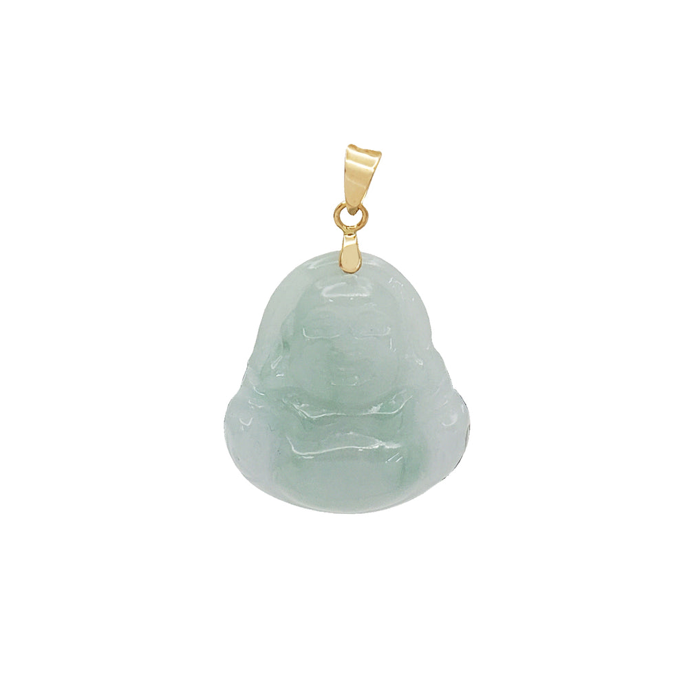 Jade Laughing Buddha Pendant (14K)