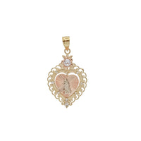 Tricolor Zirconia Virgin Mary Heart Pendant (14K)
