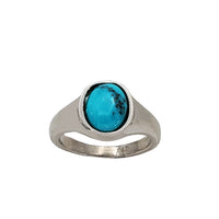 Round Signet Ring Turquoise Ring (Silver)