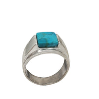 Square Signet Ring Turquoise Ring (Silver)