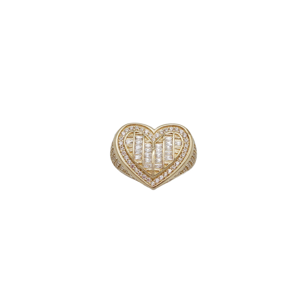 Zirconia Baguette Heart Ring (14K)