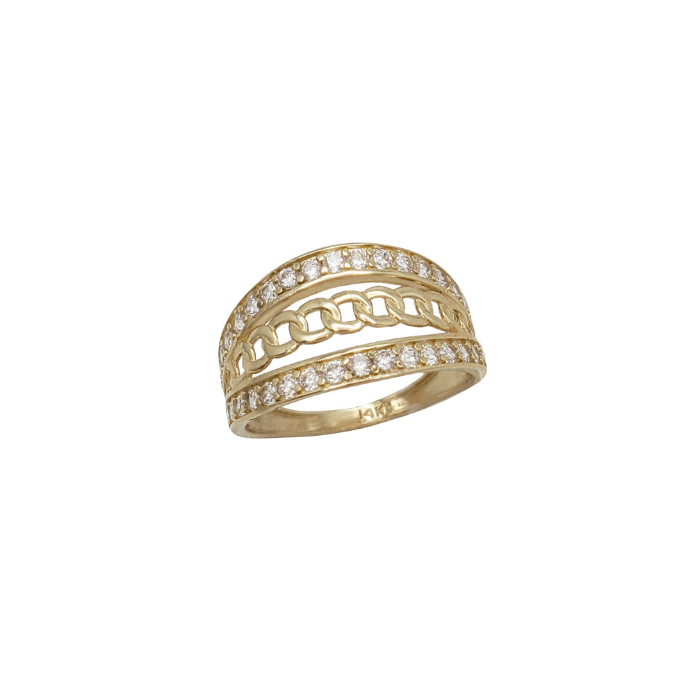 Zirconia Cuban Link Fancy Ring (14K)