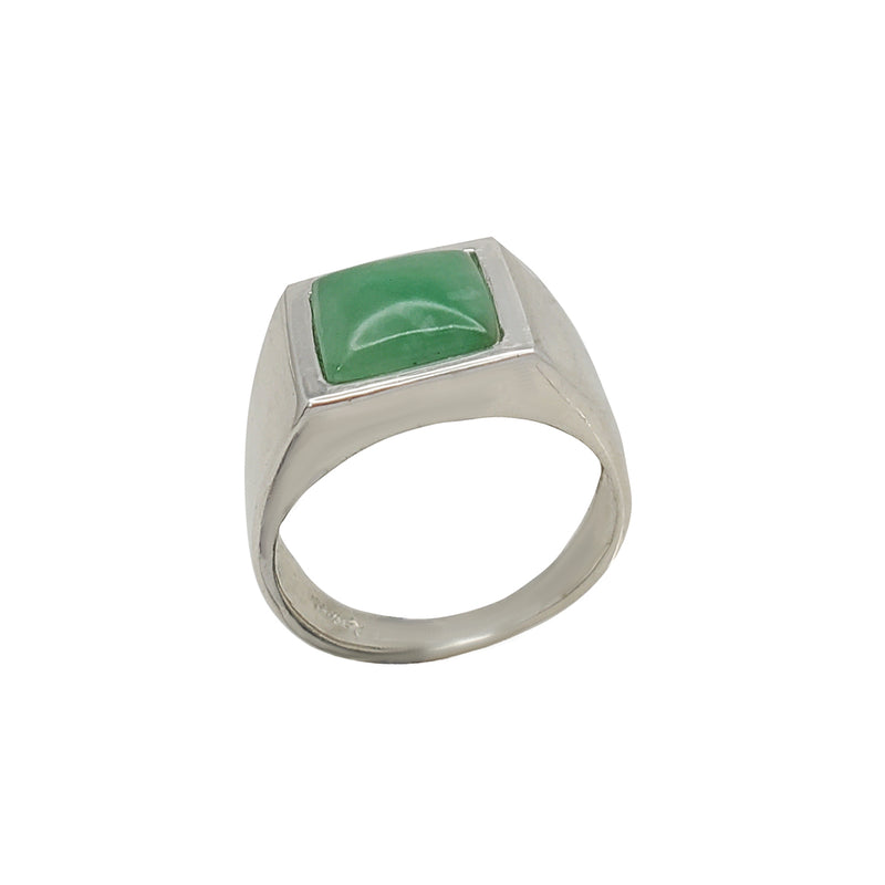 Square Signet Jade Ring (Silver) – Popular J
