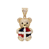 Zirconia Enamel “Dominican” Teddy Bear Pendant (14K)