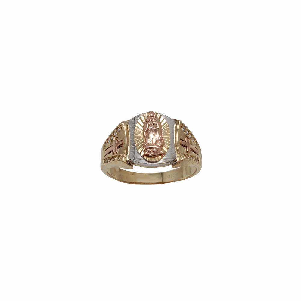 Zirconia Tri-Color Virgin Mary Ring (14K)