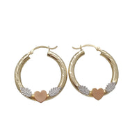 Tricolor Gold Heart Hoop Earring (14K)