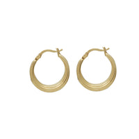 Textured Line Round Hoop Earrings (14K)