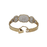 Two-Tone Floral Diamond Bangle (14K)