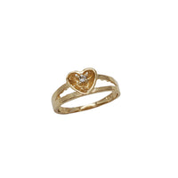 Open Heart With Stoned Pinky Ring (14K)