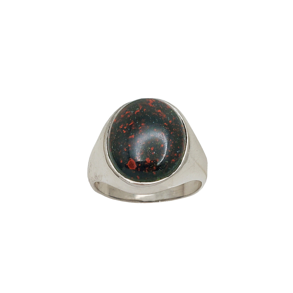 Blood Stone Oval Signet Ring Silver (925)