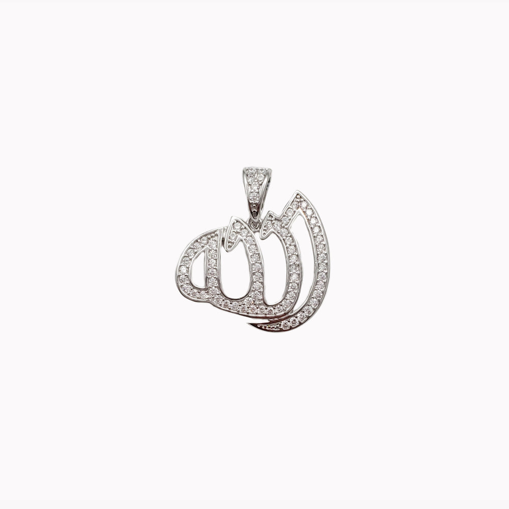 Zirconia Pave Allah Pendant (Silver)