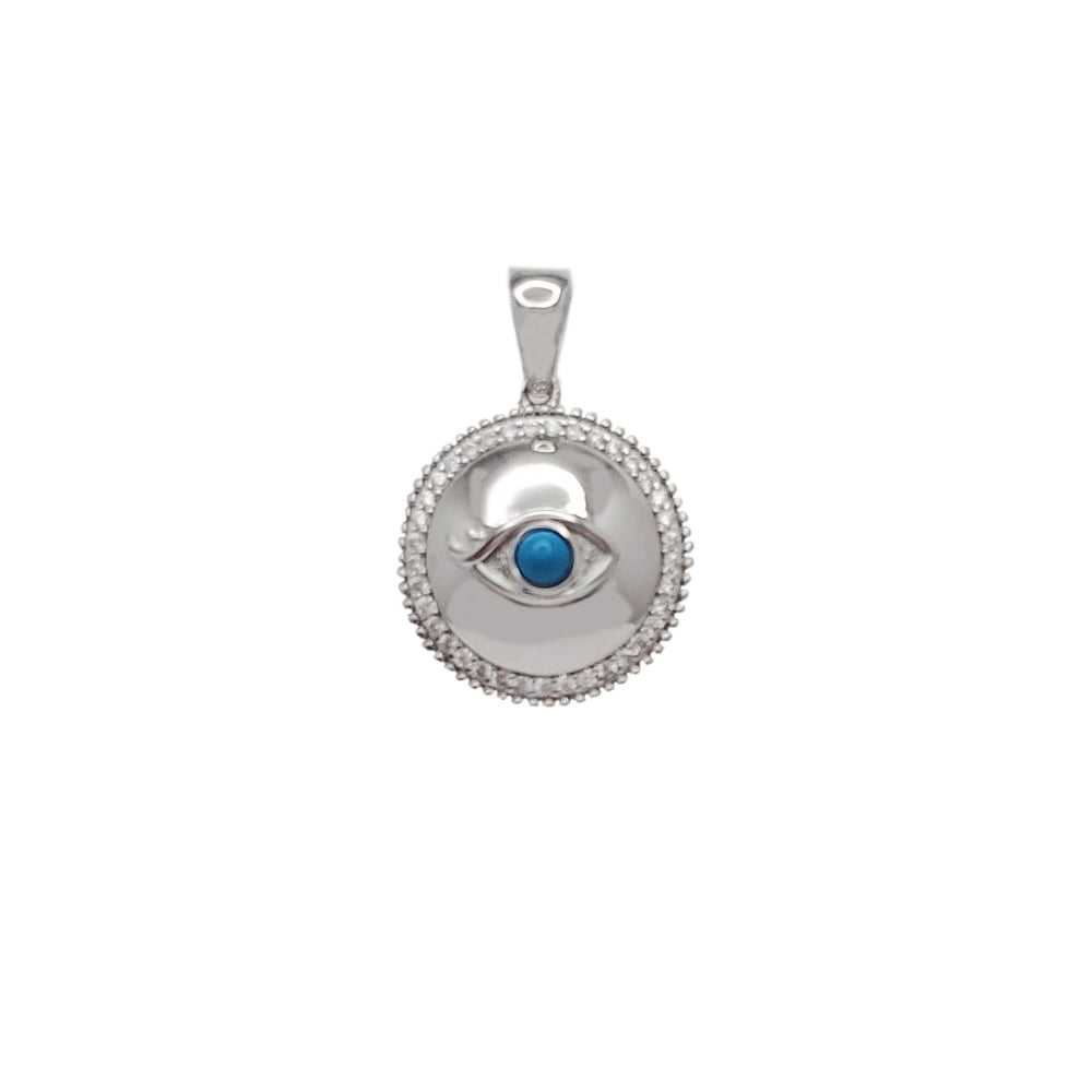 Round Evil Eye Pendant (Silver)