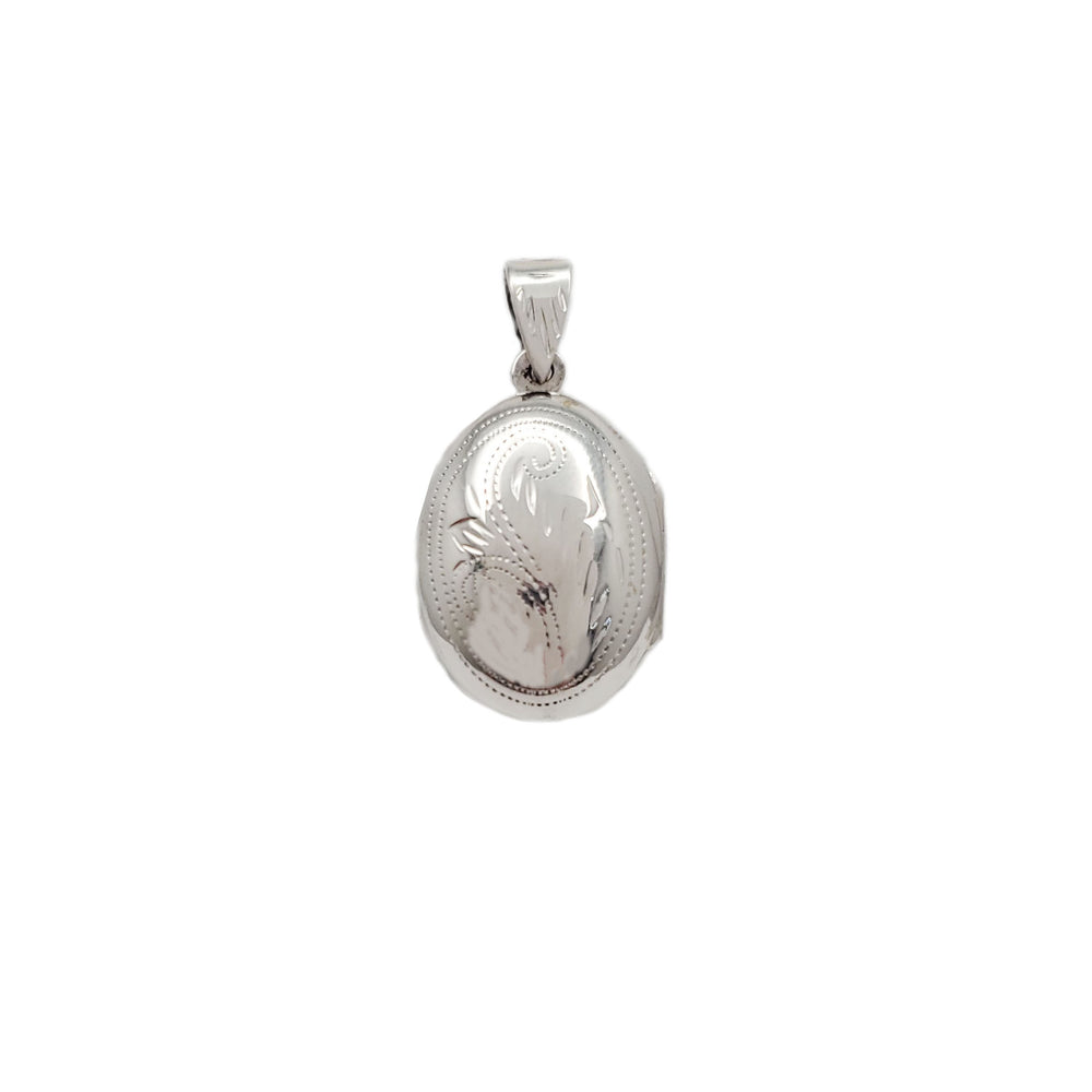 Floral Textured Oval Locket Pendant (Silver)
