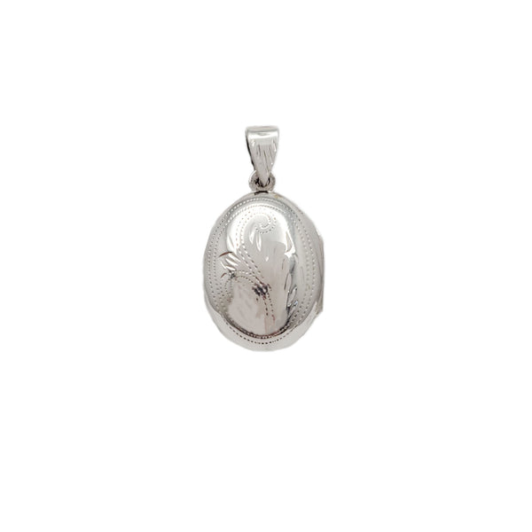 Floral Textured Oval Locket Pendant (Silver)