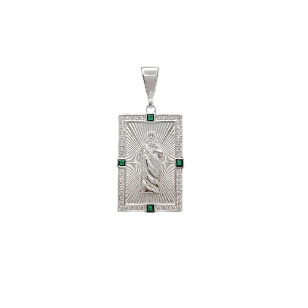 Zirconia Iced-Out Saint Jude Pendant (Silver)
