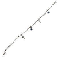Evil Eyes With Cross Charms Bracelet (Silver)