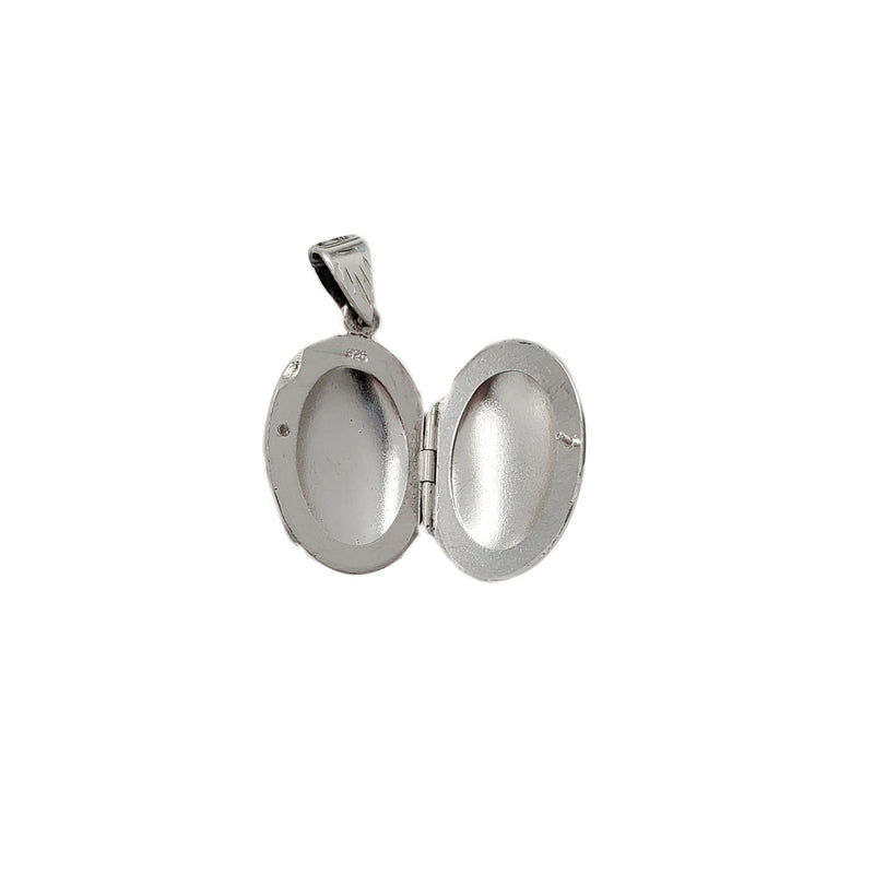 Floral Textured Oval Locket Pendant (Silver)