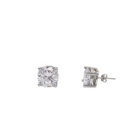 Zirconia Round Solitaire Stud Earrings (Silver)