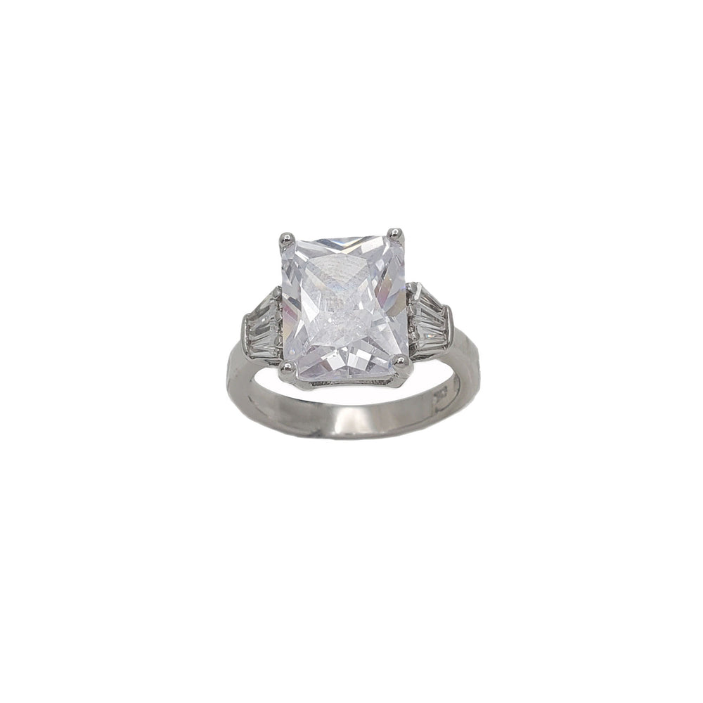 Zirconia Princess Cut Engagement Ring (Silver)