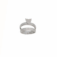 Zirconia Baguette 2 Pieces-Set  Wedding Rings (Silver)