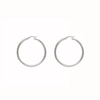 Diamond-Cut Hoop Earrings (Silver)