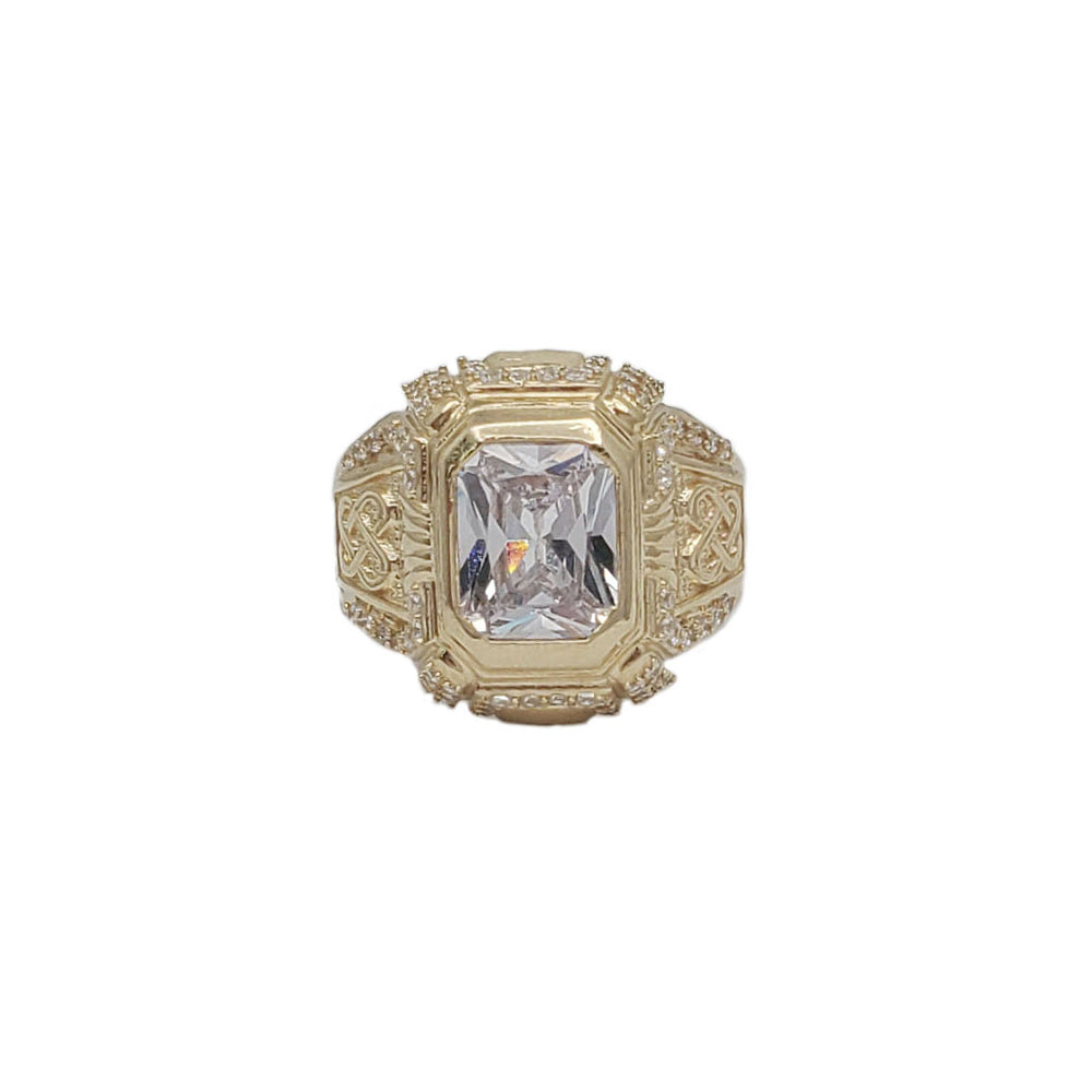 Square White Stone Ring (14K).