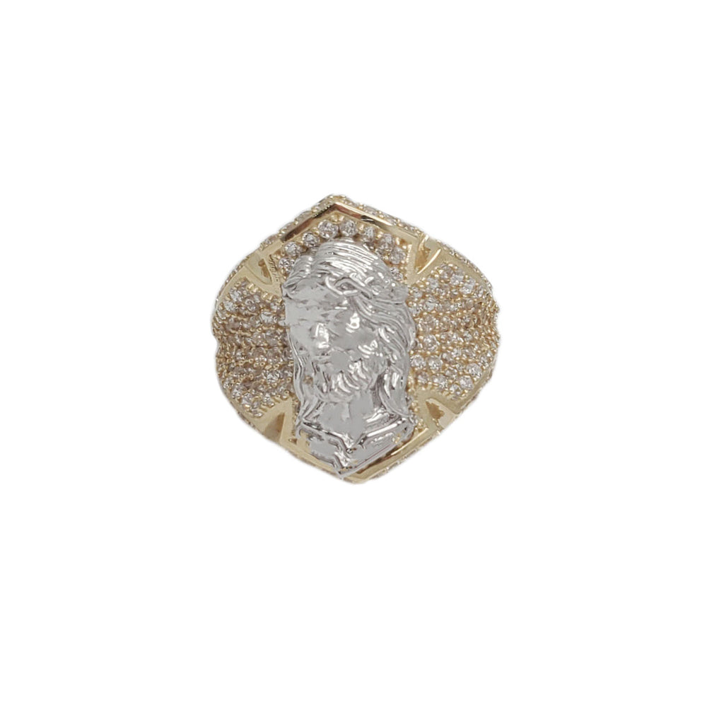 Zirconia Jesus Head Ring (14K)