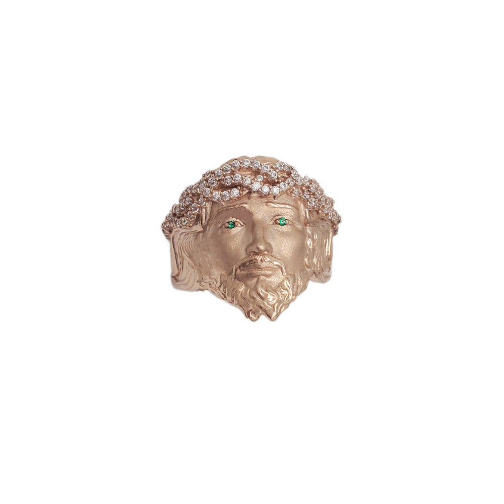 Zirconia Jesus Head Ring (14K)