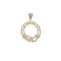 Horse Shoe Leoprad CZ Pendant (14K)