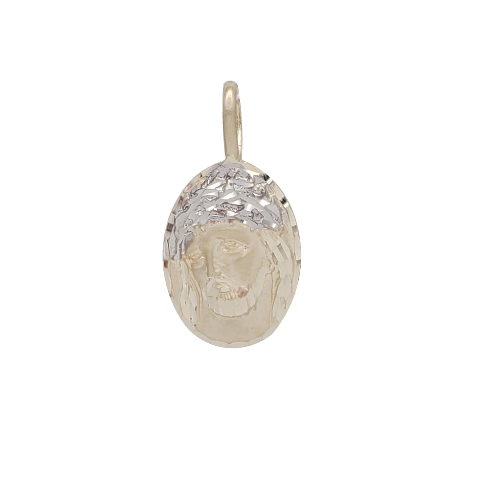Two-Tone Heart of Jesus and Guadalupe Oval Pendant (14K)
