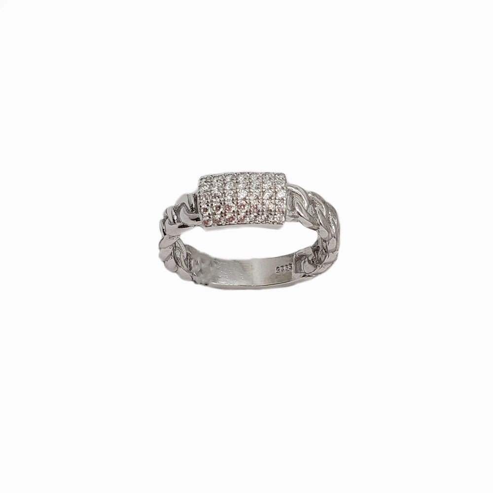 Zirconia Cuban Ring (Silver)