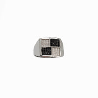 Men Square Black & White Zirconia Ring (Silver)