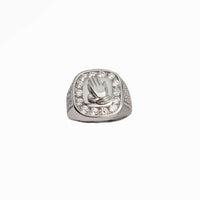 Iced-Out Praying Hand Square CZ Ring (Silver)