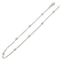 Ball Cable Link Ankle Bracelet (Silver)